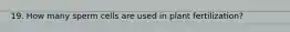 19. How many sperm cells are used in plant fertilization?