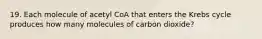 19. Each molecule of acetyl CoA that enters the Krebs cycle produces how many molecules of carbon dioxide?