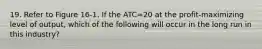 19. Refer to Figure 16-1. If the ATC=20 at the profit-maximizing level of output, which of the following will occur in the long run in this industry?