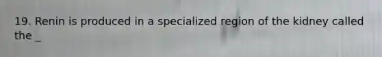 19. Renin is produced in a specialized region of the kidney called the _