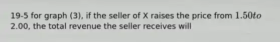 19-5 for graph (3), if the seller of X raises the price from 1.50 to2.00, the total revenue the seller receives will