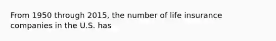 From 1950 through 2015, the number of life insurance companies in the U.S. has