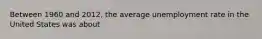 Between 1960 and 2012, the average unemployment rate in the United States was about