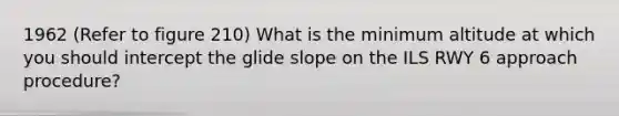 1962 (Refer to figure 210) What is the minimum altitude at which you should intercept the glide slope on the ILS RWY 6 approach procedure?