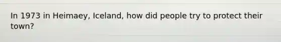 In 1973 in Heimaey, Iceland, how did people try to protect their town?