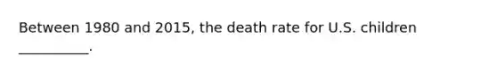 Between 1980 and 2015, the death rate for U.S. children __________.