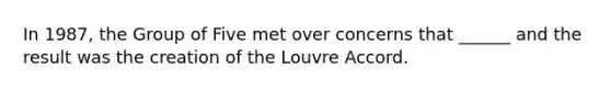 In 1987, the Group of Five met over concerns that ______ and the result was the creation of the Louvre Accord.