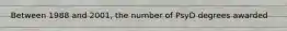Between 1988 and 2001, the number of PsyD degrees awarded
