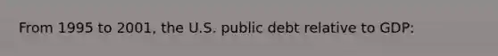 From 1995 to 2001, the U.S. public debt relative to GDP: