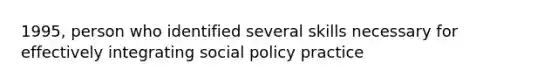 1995, person who identified several skills necessary for effectively integrating social policy practice