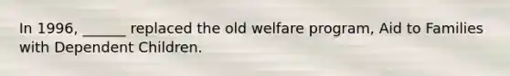 In 1996, ______ replaced the old welfare program, Aid to Families with Dependent Children.