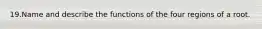 19.​Name and describe the functions of the four regions of a root.