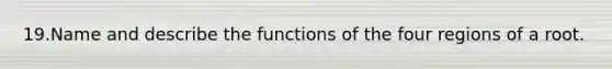 19.​Name and describe the functions of the four regions of a root.