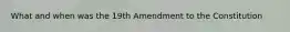 What and when was the 19th Amendment to the Constitution