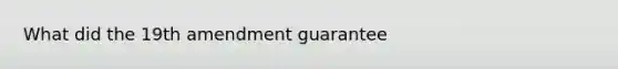 What did the 19th amendment guarantee