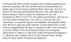 A 19-year-old G2P1 woman presents with vaginal spotting and uterine cramping. Her last normal menstrual period was six weeks ago and she began spotting three days ago. She has no history of sexually transmitted infections. Her vital signs are: blood pressure 120/70; pulse 78; respirations 20; and temperature 98.6 °F (37.0°C). On pelvic examination, she has no cervical motion tenderness, her uterus is normal size and nontender; no adnexal masses are palpable. Quantitative Beta-hCG 48 hours ago was 1500 mIU/ml; current beta-hCG is 3100 mIU/ml; progesterone 26 ng/ml; hematocrit 38%; and urinalysis is normal. What is the most likely finding on transvaginal ultrasound? A. Debris in uterus B. Viable intrauterine pregnancy C. Adnexal mass, empty uterus D. No adnexal mass, empty uterus E. Non-viable intrauterine pregnancy