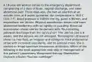 A 19-year-old woman comes to the emergency department complaining of 2 days of fever, vaginal discharge, and lower abdominal pain. Three days ago, she had an abortion at an outside clinic at 8 weeks gestation. Her temperature is 39.8 C (103.7 F), blood pressure is 100/65 mm Hg, pulse is 98/min, and respirations are 16/min. Physical examination shows mild lower abdominal tenderness with no rigidity or guarding. Bimanual examination shows uterine tenderness with *foul-smelling, yellowish discharge from the cervical os*. The uterine size is 6 weeks, and the adnexa are not enlarged. Transvaginal ultrasound shows no free fluid, an irregular and echogenic thick endometrial stripe with increased vascularity, and no adnexal mass. She is started on broad-spectrum intravenous antibiotics. Which of the following is the most appropriate next step in management of this patient? Laparotomy Misoprostol therapy Observation Oxytocin infusion *Suction curettage*