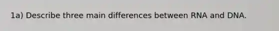 1a) Describe three main differences between RNA and DNA.