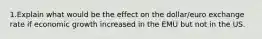 1.Explain what would be the effect on the dollar/euro exchange rate if economic growth increased in the EMU but not in the US.