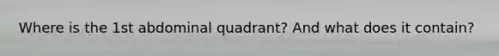 Where is the 1st abdominal quadrant? And what does it contain?