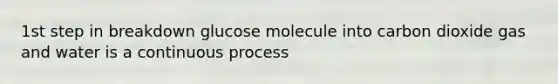 1st step in breakdown glucose molecule into carbon dioxide gas and water is a continuous process