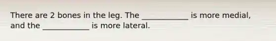 There are 2 bones in the leg. The ____________ is more medial, and the ____________ is more lateral.