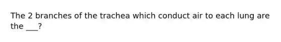 The 2 branches of the trachea which conduct air to each lung are the ___?