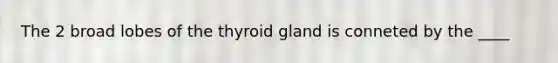 The 2 broad lobes of the thyroid gland is conneted by the ____