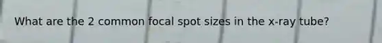 What are the 2 common focal spot sizes in the x-ray tube?