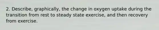 2. Describe, graphically, the change in oxygen uptake during the transition from rest to steady state exercise, and then recovery from exercise.