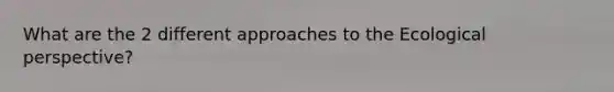 What are the 2 different approaches to the Ecological perspective?