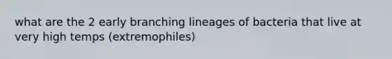 what are the 2 early branching lineages of bacteria that live at very high temps (extremophiles)