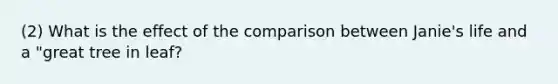 (2) What is the effect of the comparison between Janie's life and a "great tree in leaf?