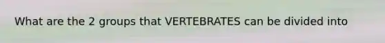 What are the 2 groups that VERTEBRATES can be divided into