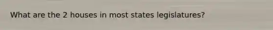 What are the 2 houses in most states legislatures?