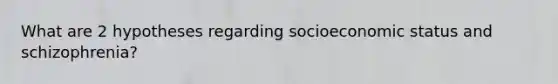 What are 2 hypotheses regarding socioeconomic status and schizophrenia?