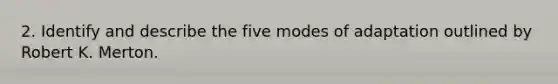 2. Identify and describe the five modes of adaptation outlined by Robert K. Merton.