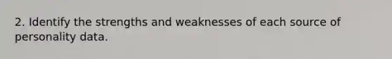 2. Identify the strengths and weaknesses of each source of personality data.