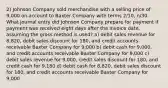 2) Johnson Company sold merchandise with a selling price of 9,000 on account to Baxter Company with terms 2/10, n/30. What journal entry did Johnson Company prepare for payment if payment was received eight days after the invoice date, assuming the gross method is used? a) debit sales revenue for 8,820, debit sales discount for 180, and credit accounts receivable Baxter Company for 9,000 b) debit cash for 9,000, and credit accounts receivable Baxter Company for 9,000 c) debit sales revenue for 9,000, credit sales discount for 180, and credit cash for 9,180 d) debit cash for 8,820, debit sales discount for 180, and credit accounts receivable Baxter Company for 9,000