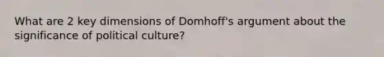 What are 2 key dimensions of Domhoff's argument about the significance of political culture?