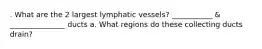 . What are the 2 largest lymphatic vessels? ___________ & _______________ ducts a. What regions do these collecting ducts drain?