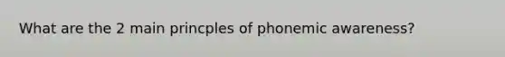 What are the 2 main princples of phonemic awareness?