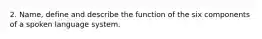 2. Name, define and describe the function of the six components of a spoken language system.