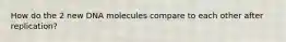 How do the 2 new DNA molecules compare to each other after replication?