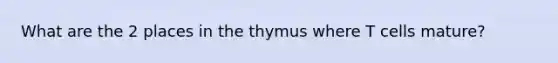 What are the 2 places in the thymus where T cells mature?