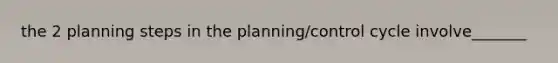 the 2 planning steps in the planning/control cycle involve_______