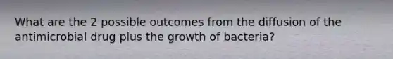 What are the 2 possible outcomes from the diffusion of the antimicrobial drug plus the growth of bacteria?