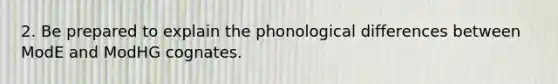 2. Be prepared to explain the phonological differences between ModE and ModHG cognates.