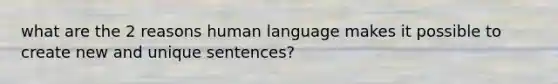 what are the 2 reasons human language makes it possible to create new and unique sentences?