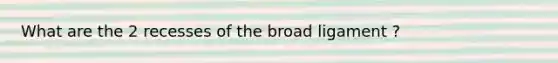 What are the 2 recesses of the broad ligament ?